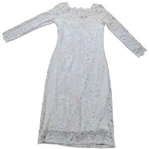 ONYX Nite White Lace Sheath Dress Long Sleeve Formal Event Size 4